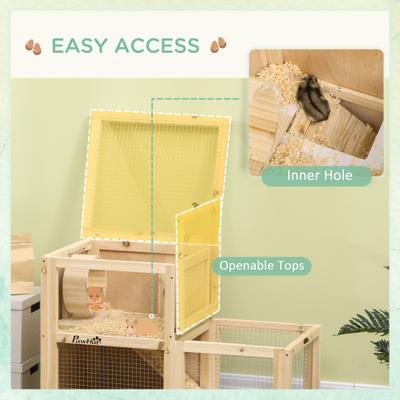 Show full view: PawHut Wooden Hamster Cage with Sliding Tray slide 6 of 10