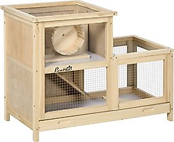 PawHut Wooden Hamster Cage with Sliding Tray