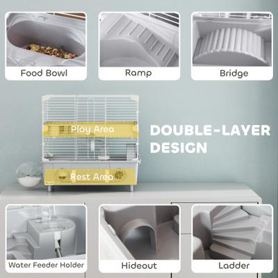 Show full view: PawHut 2-Tier Hamster Cage slide 4 of 9