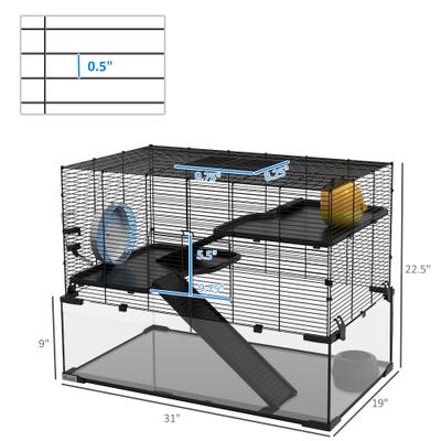 Show full view: PawHut Hamster Cage, Black slide 3 of 10