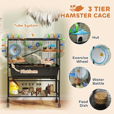 Show full view: PawHut 3 Tier Hamster Cage slide 5 of 10