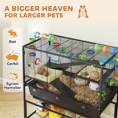 Show full view: PawHut 3 Tier Hamster Cage slide 4 of 10