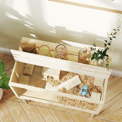 Show full view: PawHut Wooden Hamster Cage with Legs slide 8 of 10