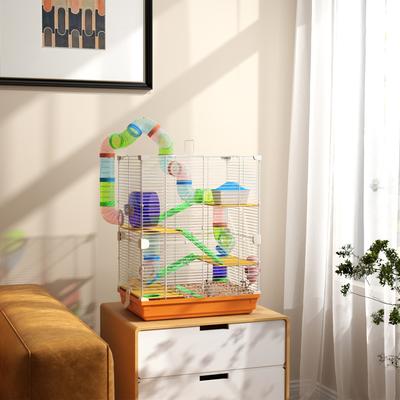 Show full view: PawHut 5-Tier Metal Wire Hamster Cage, Orange slide 2 of 10