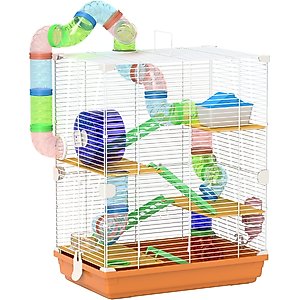 PawHut 5-Tier Metal Wire Hamster Cage, Orange