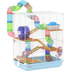 PawHut 5-Tier Metal Wire Hamster Cage, Light Blue