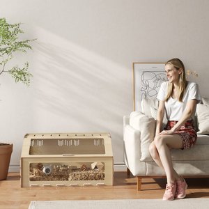 PawHut Oak with Acrylic Window Hamster Cage