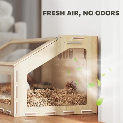 Show full view: PawHut Oak with Acrylic Window Hamster Cage slide 7 of 9