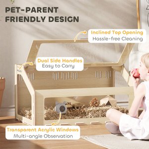 PawHut Oak with Acrylic Window Hamster Cage