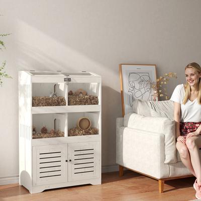 Show full view: PawHut Hamster Cage with Storage Cabinet slide 2 of 10