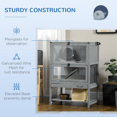 Show full view: PawHut Wooden Hamster Cage with Storage Shelf slide 7 of 9