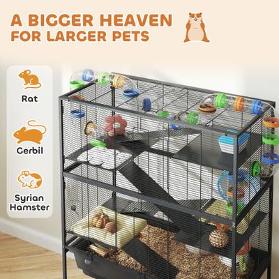 Show full view: PawHut 5 Tier Rolling Hamster Cage slide 4 of 9