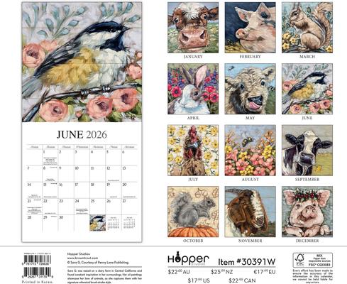 Show full view: Barnyard Friends 2026 Square Flap Hopper Wall Calendar slide 2 of 4