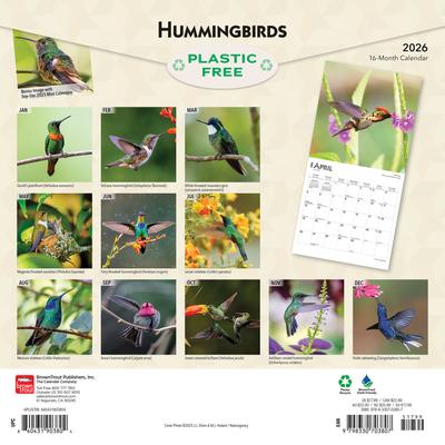 Show full view: Hummingbirds 2026 Square Flap Foil Wall Calendar slide 2 of 4