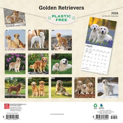 Show full view: Golden Retrievers 2026 Square Flap Foil Wall Calendar slide 2 of 4