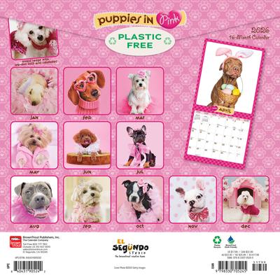 Show full view: Puppies in Pink 2026 Square Flap Wall Calendar slide 2 of 4