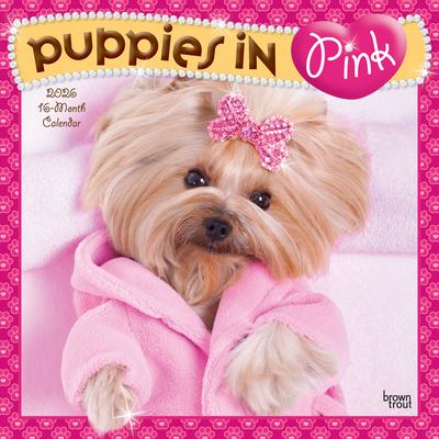 Show full view: Puppies in Pink 2026 Square Flap Wall Calendar slide 1 of 4