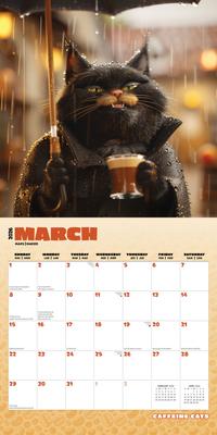 Show full view: Caffeine Cats 2026 Square Flap Wall Calendar slide 3 of 4