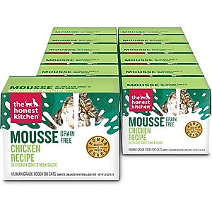 The Honest Kitchen Human Grade Chicken Mousse in Goat's Milk Grain-Free Pate Wet Cat Food, 2.8-oz box, case of 12
