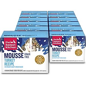 The Honest Kitchen Human Grade Turkey Mousse in Goat's Milk Grain-Free Pate Wet Cat Food, 2.8-oz box, case of 12