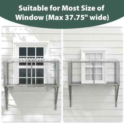 Show full view: Coziwow Window Catio Wooden Outdoor Cat Enclosure, Grey, Large slide 6 of 7