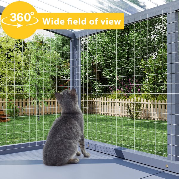 Coziwow Window Catio Wooden Outdoor Cat Enclosure, Grey, Large