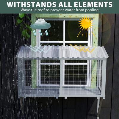 Show full view: Coziwow Window Catio Wooden Outdoor Cat Enclosure, Grey, Large slide 5 of 7