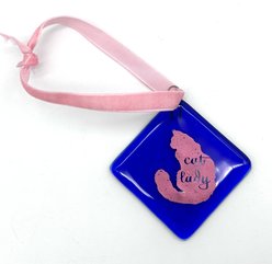 Kiku Handmade Christmas Cat Lady Fused Glass Handmade Ornament slide 2 of 2