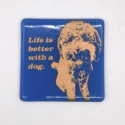 Kiku Handmade Life Is Better with a Dog Fused Glass Handmade Coaster