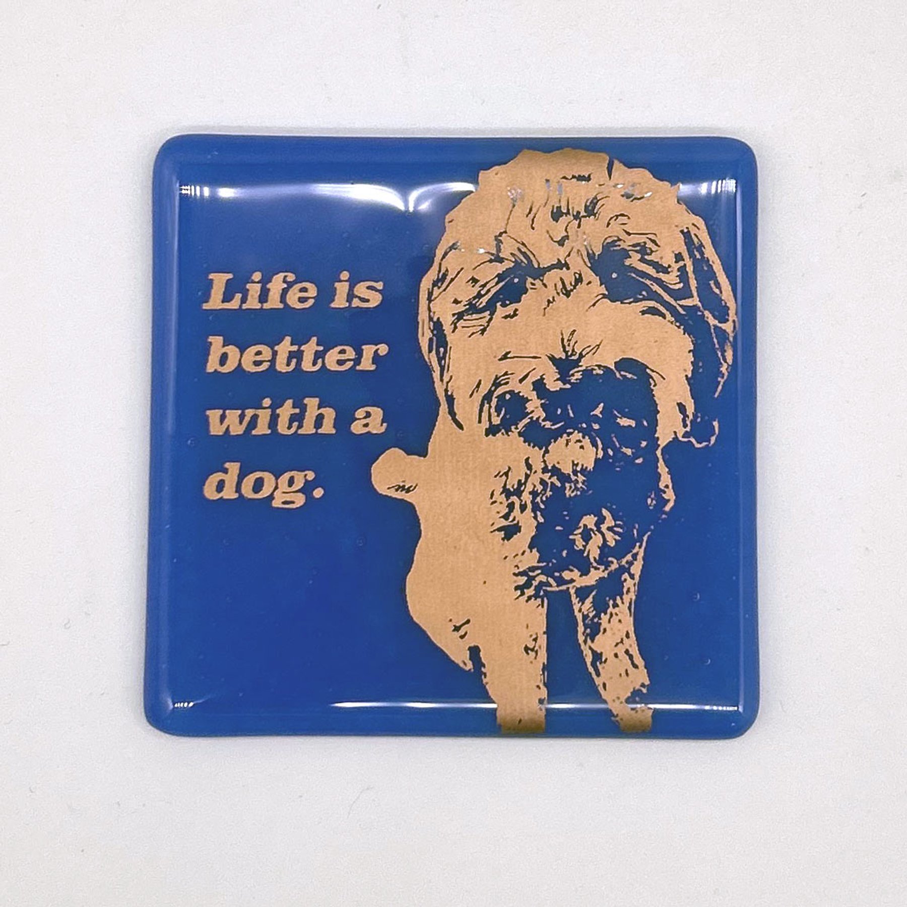 Kiku Handmade Life Is Better with a Dog Fused Glass Handmade Coaster