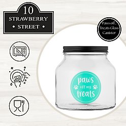 10 Strawberry Street Paws Off Dog Treat Jar, Clear/Teal, Medium slide 2 of 4