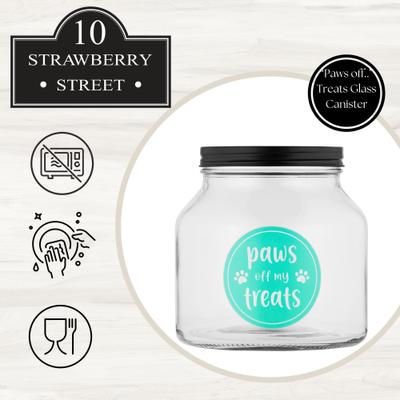 Show full view: 10 Strawberry Street Paws Off Dog Treat Jar, Clear/Teal, Medium slide 4 of 4