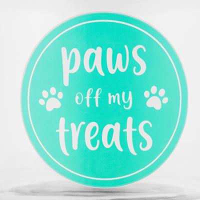 Show full view: 10 Strawberry Street Paws Off Dog Treat Jar, Clear/Teal, Medium slide 3 of 4