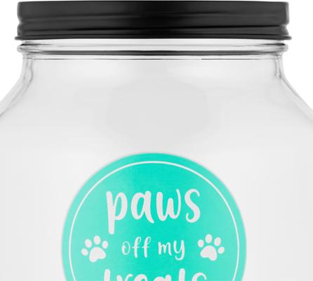 Show full view: 10 Strawberry Street Paws Off Dog Treat Jar, Clear/Teal, Medium slide 2 of 4
