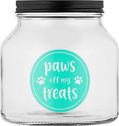 10 Strawberry Street Paws Off Dog Treat Jar, Clear/Teal, Medium