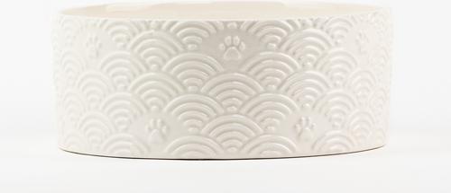 Show full view: 10 Strawberry Street Embossed Wave Paw Dog Bowl, Set of 2, White, Large slide 2 of 5