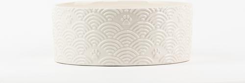 Show full view: 10 Strawberry Street Embossed Wave Paw Cat Bowl, Set of 2, White, Small slide 2 of 5