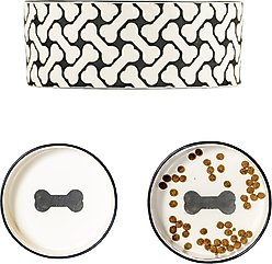 10 Strawberry Street HerringBONE Pattern Dog Bowl, Set of 2, Black, Small