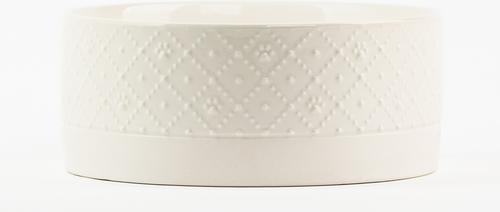 Show full view: 10 Strawberry Street Clermont Paw Embossed Dog Bowl, Set of 2, White, Large slide 2 of 5