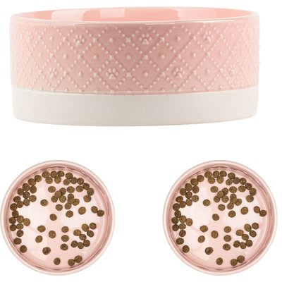 10 Strawberry Street 10 Strawberry Street Clermont Paw Embossed Dog Bowl, Set of 2, Pink, Large