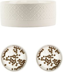 10 Strawberry Street Clermont Paw Embossed Cat Bowl, Set of 2, White, Small