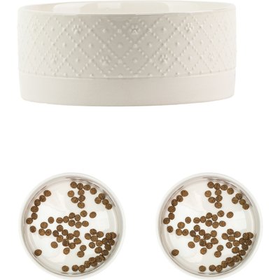 10 Strawberry Street 10 Strawberry Street Clermont Paw Embossed Cat Bowl, Set of 2, White, Small