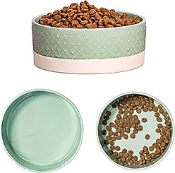 10 Strawberry Street Clermont Paw Embossed Cat Bowl, Set of 2, Green, Small