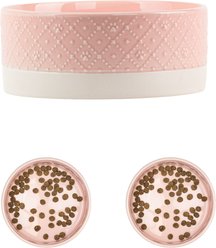 10 Strawberry Street Clermont Paw Embossed Cat Bowl, Set of 2, Pink, Small