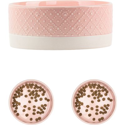10 Strawberry Street 10 Strawberry Street Clermont Paw Embossed Cat Bowl, Set of 2, Pink, Small