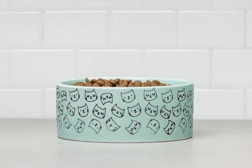 Show full view: 10 Strawberry Street Wax Resist Face Pattern Cat Bowl, Set of 2, Blue/Black, Small slide 4 of 4