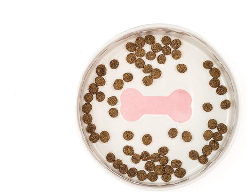 Show full view: 10 Strawberry Street Bone & Paw Banded Dog Bowl, Set of 2, White/Pink, Large slide 2 of 5