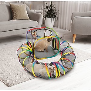 Etna Outdoor 2-in-1 Cat Tunnel & Play Tent, Rainbow, 44-in long