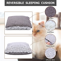 Ownpets 3-in-1 Foldable Cat Cave Bed, Grey slide 2 of 9