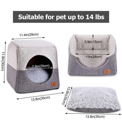 Show full view: Ownpets 3-in-1 Foldable Cat Cave Bed, Grey slide 8 of 10